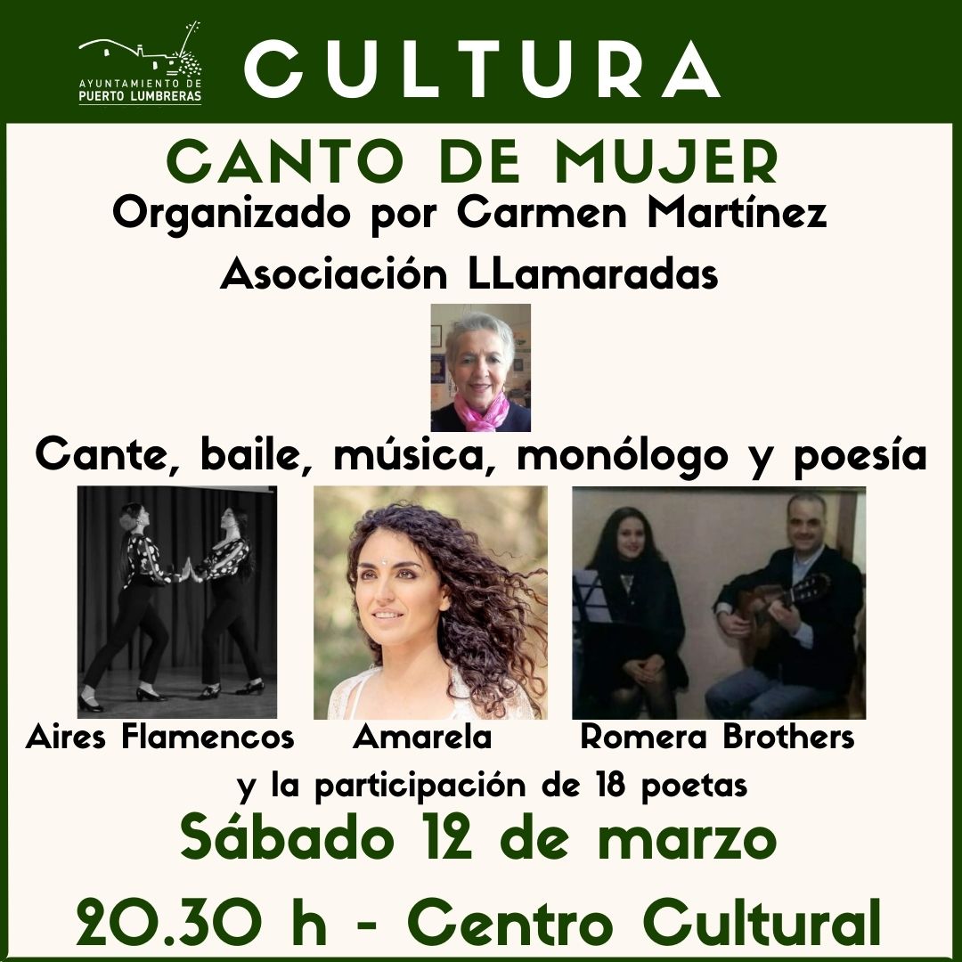 Puerto-Lumbreras-celebrara-el-‘Canto-de-Mujer-un-espectaculo-de-cante-baile-musica-y-poesia.