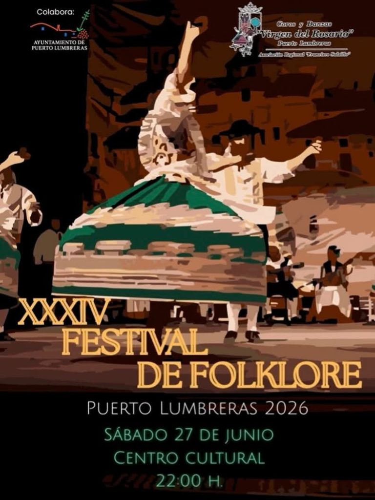 La XXXIV edición del Festival de Folklore de Puerto Lumbreras tendrá lugar el próximo sábado, 27 de junio, en el patio del Centro Cultural