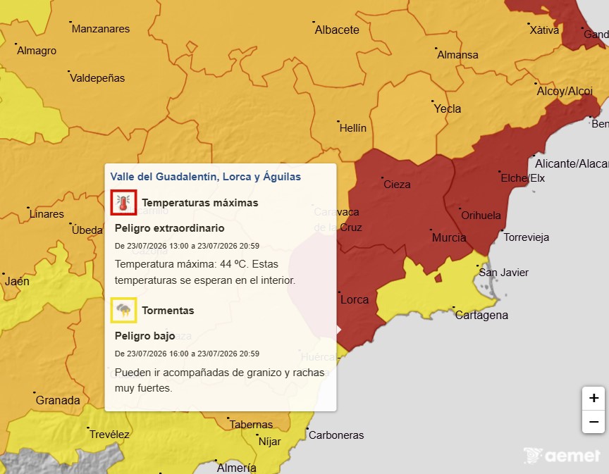 El Ayuntamiento de Puerto Lumbreras activa el Plan de Emergencia en fase de Preemergencia ante la alerta roja por temperaturas de hasta 44ºC