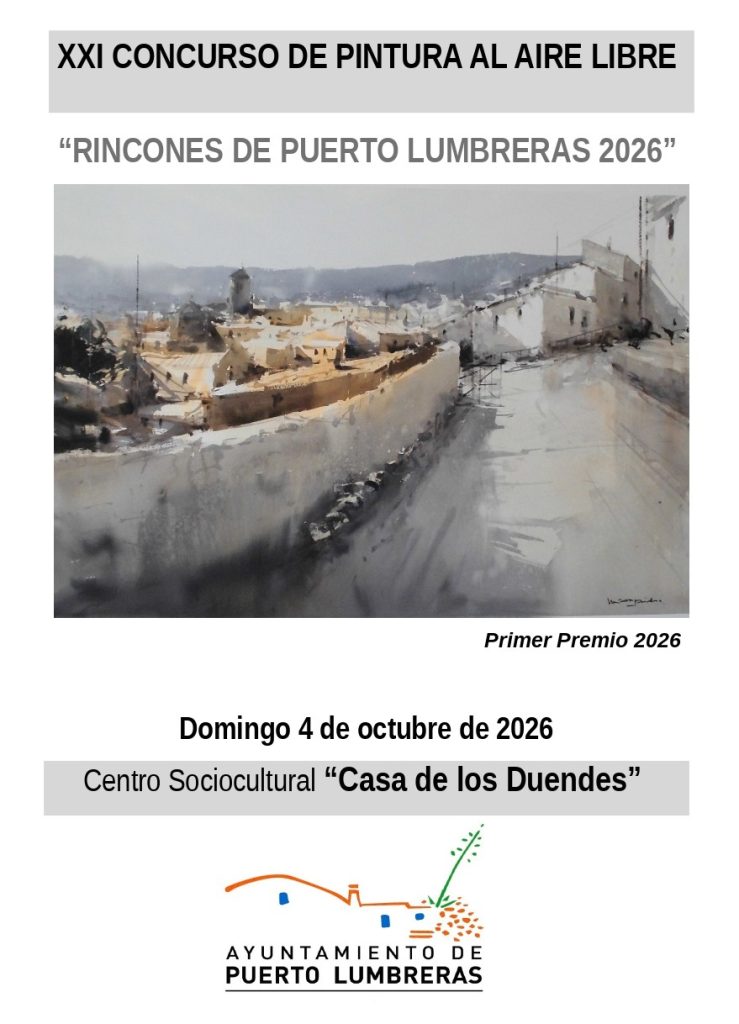 La vigésimo primera edición del Concurso de Pintura al Aire Libre ‘Rincones de Puerto Lumbreras’ tendrá lugar el 4 de octubre